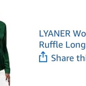 LYANER Women's Emerald Green Ruffle Long Sleeve Blouse